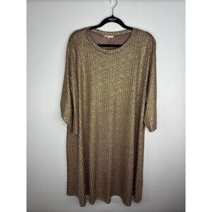 Free To Love Tunic/Dress Sz 3X  Blush Pink Gold Metallic Comfort Casual